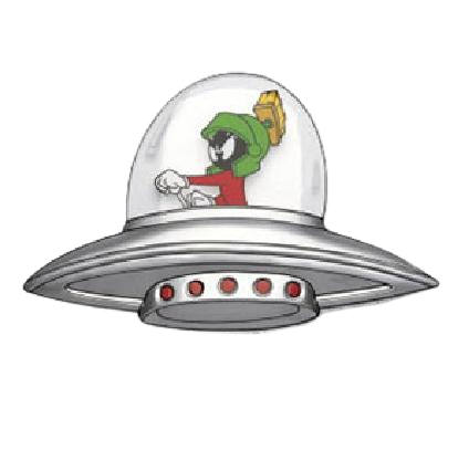 a graphic of marvin in an alien spaceship