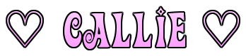 A pink logo with two hearts and the text 'Callie'