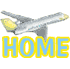 a graphic of a plane on top of the text 'home'